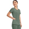 image:imageCherokee Infinity Womens Round Neck Scrub Top with 3 PocketsOlive