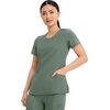 image:imageCherokee Infinity Womens Round Neck Scrub Top with 3 PocketsOlive