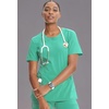 image:imageCherokee Infinity Womens Round Neck Scrub Top with 3 PocketsPalm Leaf