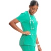 image:imageCherokee Infinity Womens Round Neck Scrub Top with 3 PocketsPalm Leaf