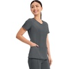 image:imageCherokee Infinity Womens Round Neck Scrub Top with 3 PocketsPewter