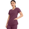 image:imageCherokee Infinity Womens Round Neck Scrub Top with 3 PocketsWine