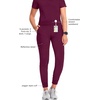 image:imageCherokee Infinity Womens Scrub Jogger Pants Mid Rise with 5 PocketsWine