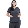 image:imageCherokee iFlex V Neck Scrub Top for Women 4 Pockets Contemporary FitPewter