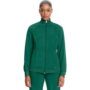 image:imageCherokee Infinity Scrub Jacket for Women Zip Front Contemporary FitHunter Green