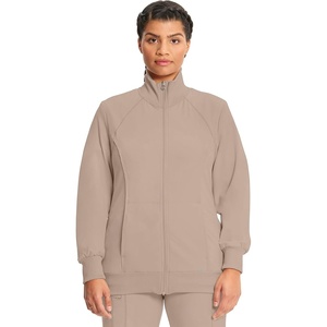 image:imageCherokee Infinity Scrub Jacket for Women Zip Front Contemporary FitKhaki