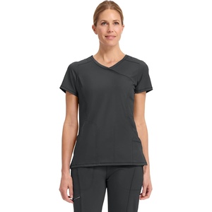 image:imageCherokee Infinity Scrub Top for Women Mock Wrap StretchBlack