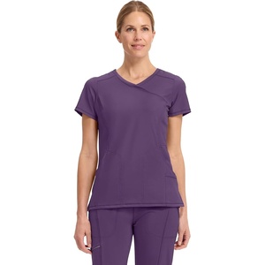 image:imageCherokee Infinity Scrub Top for Women Mock Wrap StretchEggplant