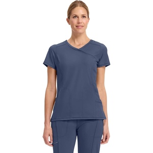 image:imageCherokee Infinity Scrub Top for Women Mock Wrap StretchNavy