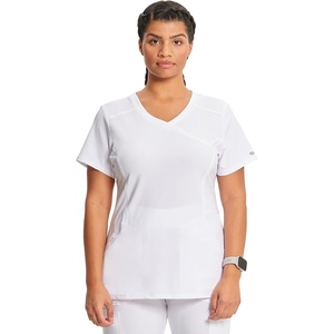 image:imageCherokee Infinity Scrub Top for Women Mock Wrap StretchWhite