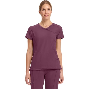 image:imageCherokee Infinity Scrub Top for Women Mock Wrap StretchWine