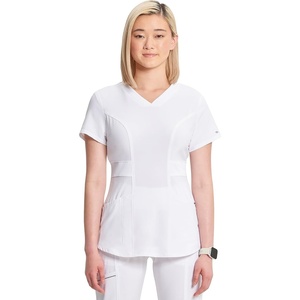 image:imageCherokee Infinity Scrubs for Women VNeck 4 Way Stretch 3 Pocket Scrub TopWhite
