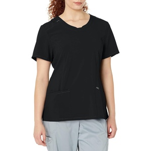image:imageCherokee Infinity Womens Round Neck Scrub Top with 3 PocketsBlack