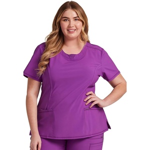 image:imageCherokee Infinity Womens Round Neck Scrub Top with 3 PocketsBright Violet