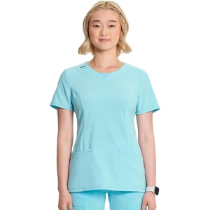 image:imageCherokee Infinity Womens Round Neck Scrub Top with 3 PocketsCloud Blue