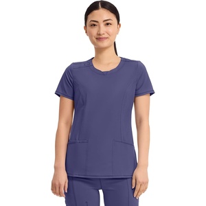image:imageCherokee Infinity Womens Round Neck Scrub Top with 3 PocketsGrape