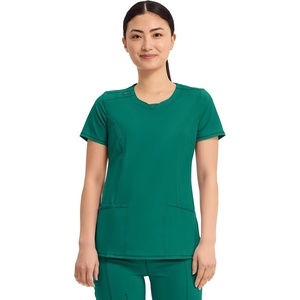 image:imageCherokee Infinity Womens Round Neck Scrub Top with 3 PocketsHunter Green