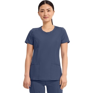 image:imageCherokee Infinity Womens Round Neck Scrub Top with 3 PocketsNavy