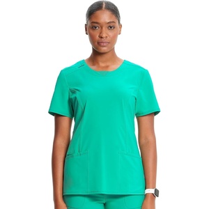 image:imageCherokee Infinity Womens Round Neck Scrub Top with 3 PocketsPalm Leaf