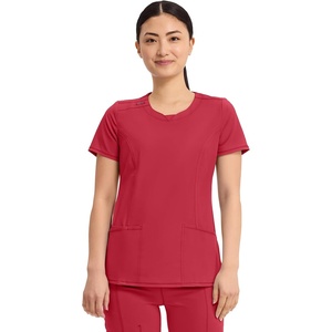 image:imageCherokee Infinity Womens Round Neck Scrub Top with 3 PocketsRed