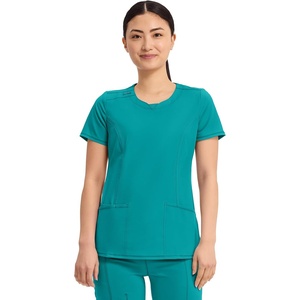 image:imageCherokee Infinity Womens Round Neck Scrub Top with 3 PocketsTeal Blue
