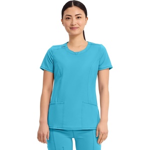 image:imageCherokee Infinity Womens Round Neck Scrub Top with 3 PocketsTurquoise