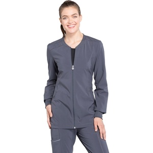 image:imageCherokee Infinity Zip Front Womens Scrub Jacket 4Way Stretch with Superior Performance and Comfort for Nurse CK370APewter