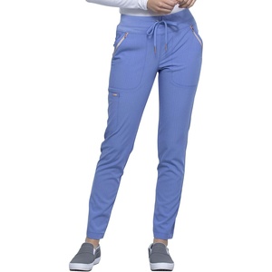 image:imageCherokee Statement Women Scrubs Pant Mid Rise Tapered Leg Drawstring CK055Ciel Blue