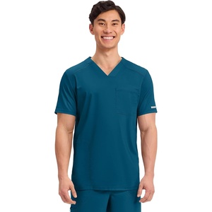 image:imageCherokee WW Revolution Scrubs For Men VNeck Mesh Yoke 2 PocketsCaribbean Blue