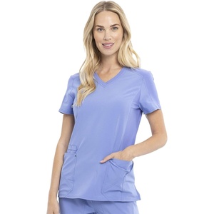 image:imageCherokee iFlex V Neck Scrub Top for Women 4 Pockets Contemporary FitCiel Blue