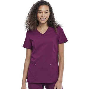 image:imageCherokee iFlex V Neck Scrub Top for Women 4 Pockets Contemporary FitWine