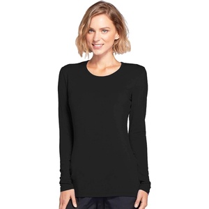 image:imageCherokee Long Sleeve Underscrub for Women Modern Classic fit Soft Crew Neck Knit Tee with 2Way Stretch  4881Black
