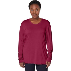 image:imageCherokee Long Sleeve Underscrub for Women Modern Classic fit Soft Crew Neck Knit Tee with 2Way Stretch  4881Wine