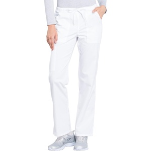 image:imageCherokee Scrub Pant for Women Mid Rise Straight Leg Drawstring Bottom with 5 Pockets Soft Stretchy amp Durable Fabric  WW160White