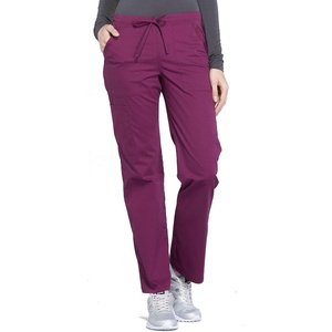 image:imageCherokee Scrub Pant for Women Mid Rise Straight Leg Drawstring Bottom with 5 Pockets Soft Stretchy amp Durable Fabric  WW160Wine