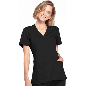 image:imageCherokee WW Originals Scrubs for Women Mock Wrap Nursing Scrub TopBlack