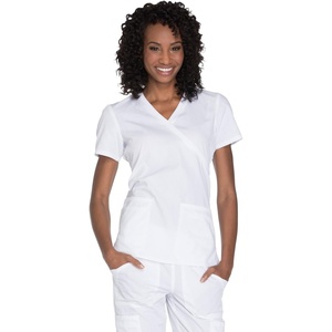 image:imageCherokee WW Originals Scrubs for Women Mock Wrap Nursing Scrub TopWhite