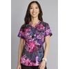 image:imageCherokee Genuine Scrubs for Women VNeck Printed Scrub Top 3 PocketsBrilliant Botanicals