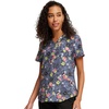 image:imageCherokee Genuine Scrubs for Women VNeck Printed Scrub Top 3 PocketsPaisley Petals