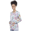 image:imageCherokee Printed Women Warm Up Scrub Jacket with 2 PocketsFriendly Flowers