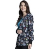 image:imageCherokee Printed Women Warm Up Scrub Jacket with 2 PocketsLlama Love