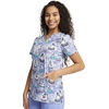 image:imageCherokee Scrubs for Women Printed V Neck 2 Welt PocketsChillin Snowmies