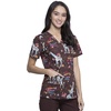 image:imageCherokee Scrubs for Women Printed V Neck 2 Welt PocketsJoyful Giraffe