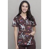 image:imageCherokee Scrubs for Women Printed V Neck 2 Welt PocketsJoyful Giraffe