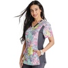 image:imageCherokee iFlex Women Scrubs Top VNeck Knit Panel CK641Birds of Paradise