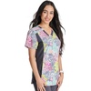 image:imageCherokee iFlex Women Scrubs Top VNeck Knit Panel CK641Birds of Paradise