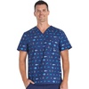 image:imageCherokee Genuine Prints Scrub Tops for Men VNeck Print Chest PocketGone Fishin