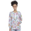 image:imageCherokee Printed Women Warm Up Scrub Jacket with 2 PocketsFriendly Flowers