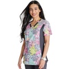 image:imageCherokee iFlex Women Scrubs Top VNeck Knit Panel CK641Birds of Paradise