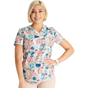 image:imageCherokee Genuine Scrubs for Women VNeck Printed Scrub Top 3 PocketsCare for the Cause